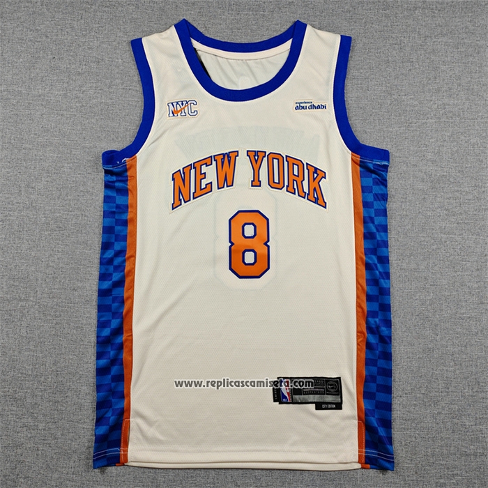Camiseta New York Knicks Og Anunoby NO 8 Ciudad 2025-26 Crema